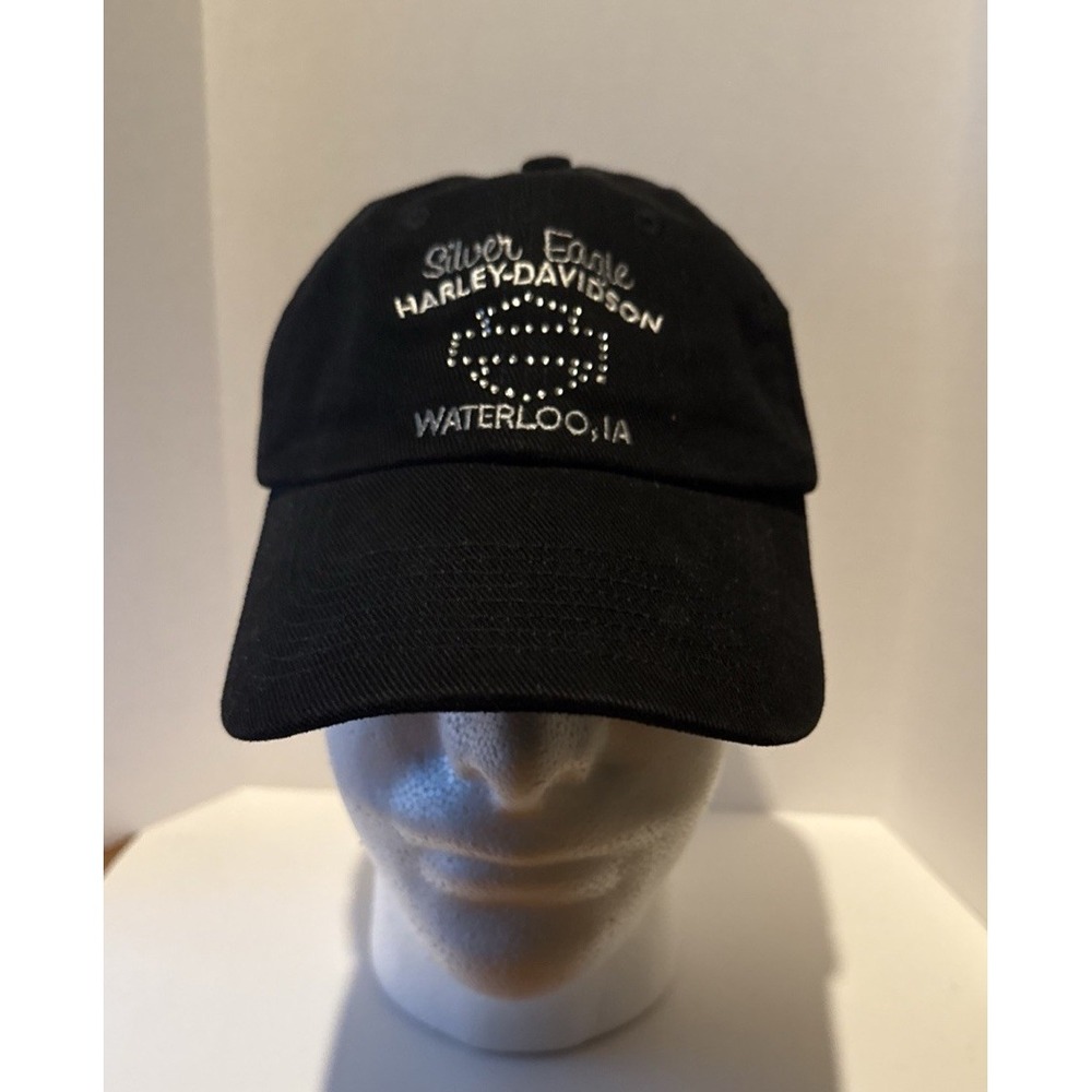 Harley Davidson womens hat jeweled logo motorcycle black one size rhinestones‎